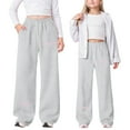 thumbnail image 2 of Gelikeya Girls Bowknot Baggy Sweatpants Lightweight Straight Leg Athletic Pants with Pockets Back to School Clothes, Grey & 4-5 Years, 2 of 8