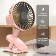thumbnail image 4 of Hvmvliv Clip Fan New Clip on Fan, Clip on Desk USB Rechargeable Fan Desktop Fan with 3 Gear Speeds Summer Outdoor Coolings Fan Pink, 4 of 6