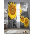 thumbnail image 2 of Sunflowers Sheer Curtains 84 Inch Length 2 Panels Set, Grey Farmhouse Botanical Floral Flowers Voile Window Treatment Rod Pocket Curtains Sheers Drapes for Bedroom/Living Room/Kitchen 52"x84"x2, 2 of 7