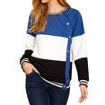 thumbnail image 4 of STARVNC Women Round Neck Long Sleeve Spliced Button Fastening Color Block Sweatshirt, 4 of 7