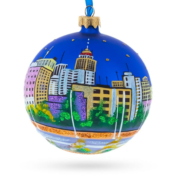 Fresno, California, USA Glass Ball Christmas Ornament 4 Inches