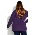 thumbnail image 3 of Avenue Women's Plus Size Polar Fleece Pocket Long Sleeves Relaxed Tunic Top - Plum, 3 of 5