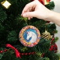 thumbnail image 6 of Funny Christmas Ornament,Mythical Unicorn In Floral Wonderland,Xmas Round Ceramic Pendant, 6 of 6