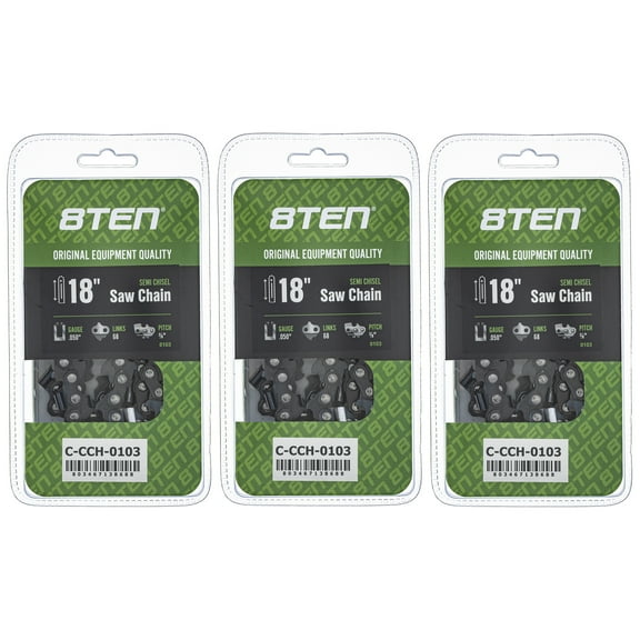 Semi Chisel Chainsaw Chain 18 inch .050 3/8 68DL for Husqvarna Poulan 3 Pack 810-CCC2325H