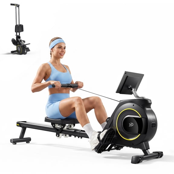 YPOO Foldable Rowing Machine for Home, 16-Level Silent Resistance Compact Rower with App Support, 350lbs Capacity