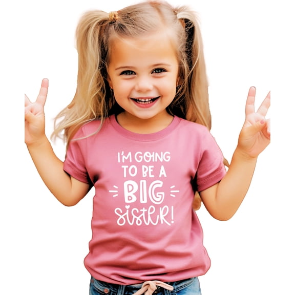 Olive Loves Apple Big Sister New Baby Reveal I'm Going to Be A Big Sister New Sibling Announcement T-Shirts White on Mauve Shirt 12 Months