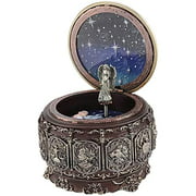 BHDD Vintage Music Box with 12 Constellations Rotating Goddess, Twinkling LED Light Rotate Music Box,Twinkling Resin Carved The Zodiac Mechanism Musical Box Gift for Birthday Christmas (Scorpio)