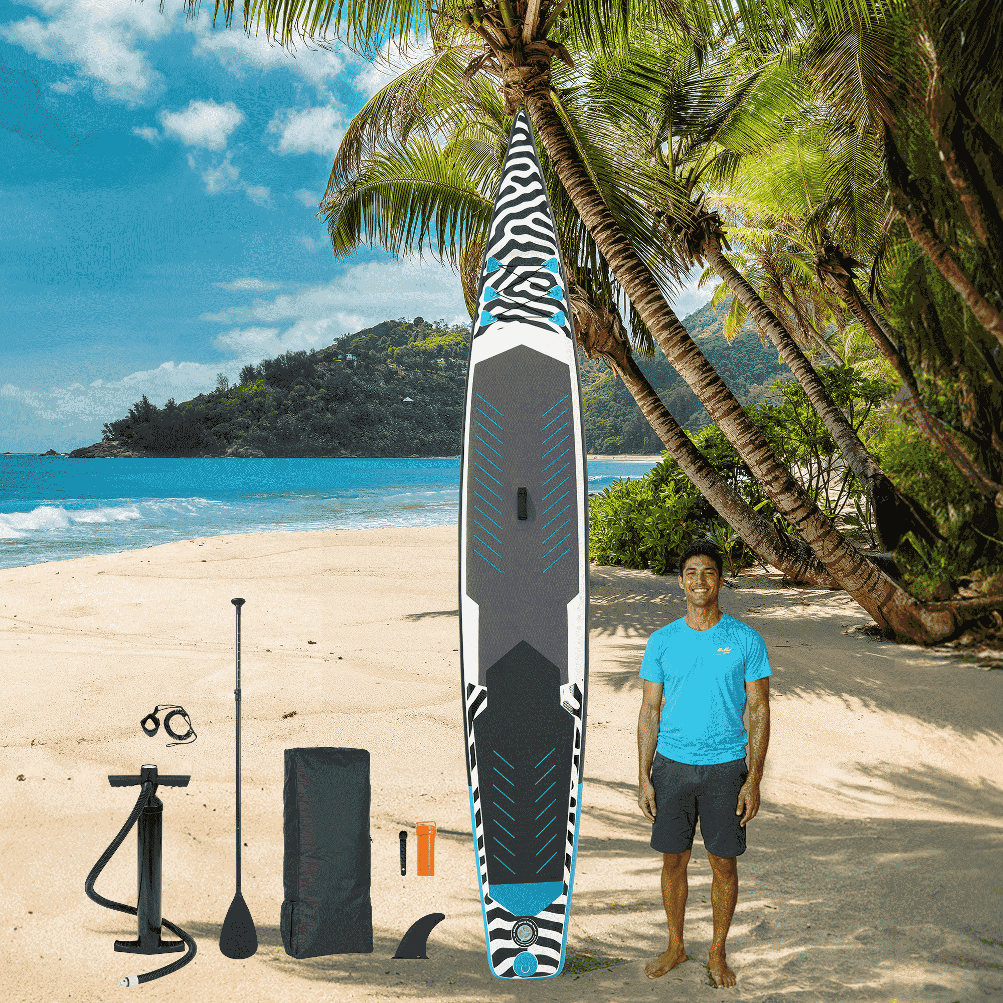 Naipo 14FT Inflatable Paddle Board Racing Stand Up Touring Board Backpack Durable for Youth Adult Premium SUP Accessories