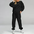 thumbnail image 2 of Tenues 2 Pcs pour Femmes Survêtement Ensemble Chandail en Molleton Ample Mode Automne avec Poches, 2 of 6