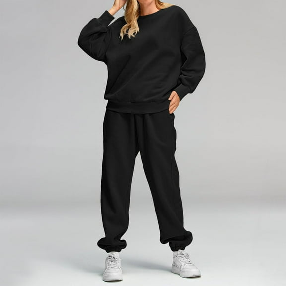 Womens 2 Piece Outfits Sweatsuit Oversized Sweatshirt Sets Baggy Sweatpants Fall Fashion With Pockets Suits Women Business Suit Dress for Women Juniors Pantsuit Formal Pant Suits for Women plus Size