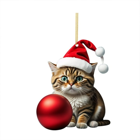 Cameland 2pc Christmas Tree Cats Pendant 2D Acrylic Christmas Hanging Decoration Funny Christmas Cats Ornament Christmas Pendant Decoration Christmas Tree Jewelry