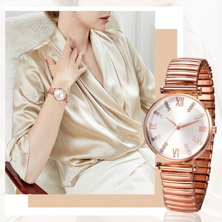 Avaner Elastic Strap Watches for Women: Large Face Arabic 