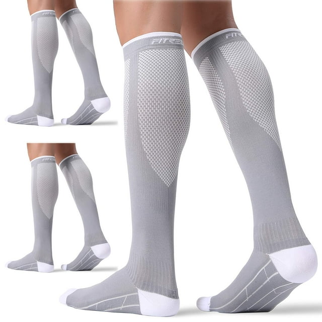 Calcetines de compresión FITRELL para mujer y hombre de 20 a 30 mm de Hg, color gris L/XL