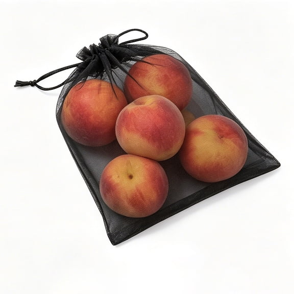 VKQNRGS Fruit Protection Bags, Fruit Netting Cover Bags Drawstring Mesh Fruit Protectors Pest Barrier for Plant Fruit Flower Veggies Garden,Black,17x23cm/6.69x9.05in