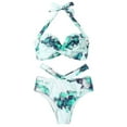 thumbnail image 4 of Borniu Swimsuit! Womens Swimsuits Swimsuits For Women 2 Piece Hawaiian Tropical Print Swim Cami Bra And Ruffles Bathing Sets Beachwear, 4 of 5