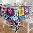 thumbnail image 5 of Polyester Oblong/Rectangle 60 x 120 Inch Washable Reusable Waterproof Table Cloth - Medallion Geometric Plaid Boho Morocco Tile Print Table Cover for Spring/Summer Decoration, 5 of 5