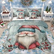 Homewish Kawaii Fairy Tale Gnome Twin Bedding Sets 7-Piece, Vintage Christmas Style Bedding Comforter Set, Teems Kids Boys Girls Reversible Sheet Sets, Breathable Home Decor