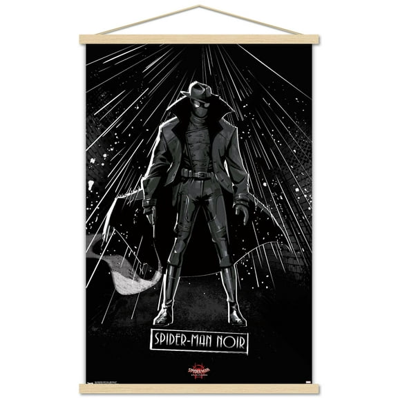 Marvel Spider-Man - Into The Spider-Verse - Spider-Man Noir Wall Poster with Wooden Magnetic Frame, 22.375" x 34"