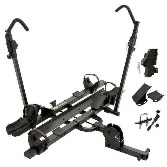 STUDTREX TrailV2 Plus Hitch 2 Ebike Rack with Ramp, Tilt, Fold, Anti-Theft Hitch & Wheel Locks, 170 lbs Capacity, Fits 2" Receiver, Electric Bike Rack for for Car, SUV, Truck, RV