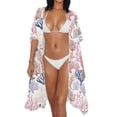 thumbnail image 3 of Xoenoiee Starfish Seashell Coral Print Women's Swimsuit Cover Up 2026 Summer Lightweight Cardigan Short Sleeve Boho Kimono Oversized Open Front Sweater Tops, 3 of 7