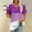 A_ Purple, variant on Stylish Olyvenn Womens T Shirts Short Sleeve Pleated Dressy Casual Scooped Neck Summer Button Tops Color Block Striped Blouses Blue S