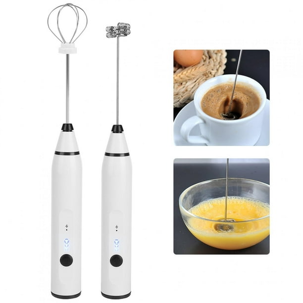 Espumador De Leche Eléctrico De Mano Con 3 Velocidades Para Café Con Leche, Chocolate Caliente O Huevos, 2 Cabezales Batidores, Batería Recargable Incorporada, Diseño
