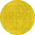 thumbnail image 1 of Ahgly Company Indoor Round Oriental Yellow Traditional Area Rugs, 7' Round, 1 of 4