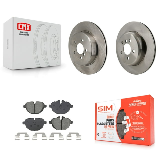Transit Auto Rear Disc Brake Rotors and Semi-Metallic Pads Kit for Car 2022 BMW X3 2.0L with 330mm Diameter Rotor Without M Performance Brakes K8S-105059