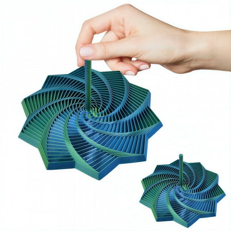 CYFW 2Pcs 3D Printed Sensory Fidget Star Expandable Fractal Hexagon Spinner with Handle Crisp Sound Fidgets for Anxiety Relief Honeycomb Whirling Spiral Design Stress Relief Gift for Adults