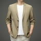 thumbnail image 4 of Chaqueta de traje para hombre, clásica, cómoda, de dos botones, informal, versátil y formal. Caqui 4XL, 4 of 9
