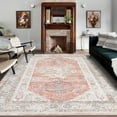 thumbnail image 4 of CAROMIO Washable Living Room Rug Ultra Soft Rug Machine Washable Accent Rug Stain Resistant Ultra Thin Distressed Mats for Bedroom Living Room, 5' x 7' Orange, 4 of 7