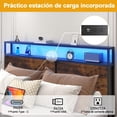 thumbnail image 3 of Marco de Cama Matrimonial con 4 Cajones – Cabecera con Luces LED, Puerto de Carga USB y Espacio de Almacenamiento, Base de Cama Fácil de Armar, 3 of 7
