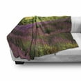 thumbnail image 3 of French Country Soft Flannel Fleece Throw Blanket, Nature Themed Outdoor Scene of Lavender Field and Cloudy Sky, Cozy Plush for Indoor and Outdoor Use, 70" x 90", Multicolor, by Ambesonne, 3 of 6