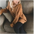thumbnail image 4 of ARJOSA Women's Fall Sweaters Pullover Oversized Crew Neck Long Sleeve Knit Sweater Tunic Tops (Large, Brown), 4 of 4