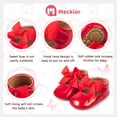 thumbnail image 5 of Meckior Baby Girls Shoes Infant Mary Jane Bowknot Soft Sole PU Leather Flats for First Walkers 3-18M, 5 of 7