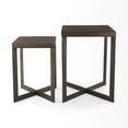 thumbnail image 5 of Set of Two Geo Dark Brown Metallic and Wood Tables, 5 of 9