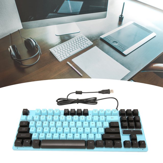 Desktop Laptop Keyboard, Wired Gaming Keyboard Color Backlit Design Ergonomic Design For Notebook Computers For Desktop Black,Dark Blue,Blue And Black