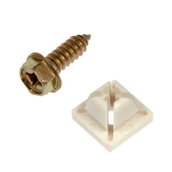 KarParts360 License Plate Fasteners | Metal, Plastic | Yellow, White Color | Type A | 1/4 Inches - 14 By 3/4 Inches Dimensions | 2 Pieces