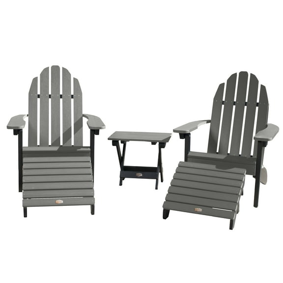 2 Essential Adirondack Chair with 1 Essential Folding Side Table & 2 Essential Folding Ottomans