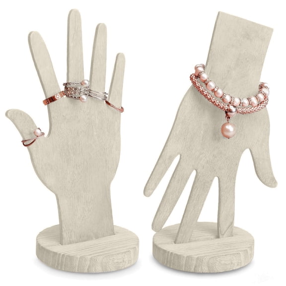 Wooden Hand Jewelry Display Stand Holder for Bracelets Rings Organizer with Sawtooth Hanger for Wall Mount Desk Top Showcase Craft Fair