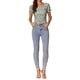 thumbnail image 2 of INSPIRAR CHIC Blusa Cortada de Manga Corta con Fruncido y Estampado Floral para Mujeres L Verde Menta, 2 of 6