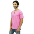 thumbnail image 4 of Atasi Men's Short Baby Pink Kurta Cotton Casual Shirt Ethnic Tunic-Large, 4 of 7