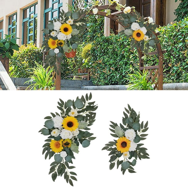 Arcos de Boda BLESIY Flores Girasoles Decoración Rústica Blanco amarillo Opción 3A