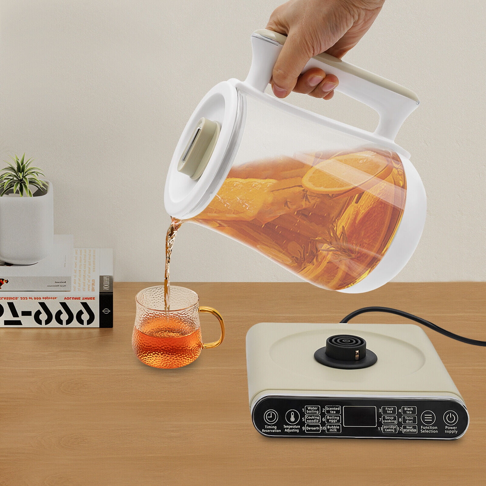 1.8L Electric Kettle - 800W Fast Boiling, Touch Control, Clear Glass with LED Light, Auto Shut-Off