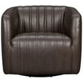 thumbnail image 3 of Maklaine Modern / Contemporary Leather Swivel Barrel Chair in Espresso, 3 of 7