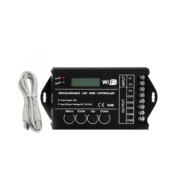 DC 12V 24V WiFi RGB Time Programmable LED Controller TC421 5 Channels 20A Common Anode Programmable Dimmer