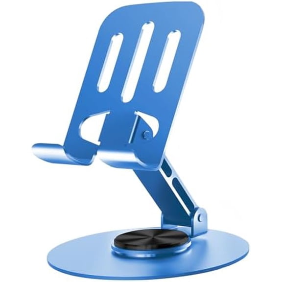 Universal Metal Cell Phone Stand, Multi-Angel Adjustable 360° Rotation Non-Slip Metal Phone Stand Compatible with iPhone 17 16 Pro Max and All Smartphones (Blue)