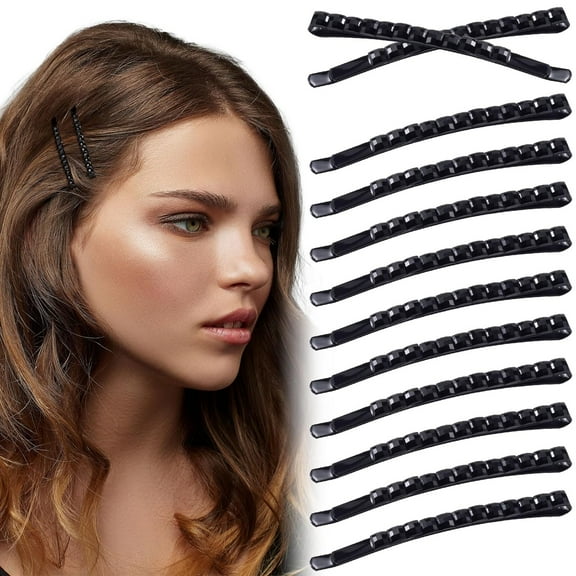 12 Pcs Black Rhinestone Bobby Pins, Sparkly Crystal Diamond Hair Pins for Women, Metal Decorative Hair Barrettes, Shiny Hair Accessories for Decoration