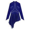 thumbnail image 5 of YONGHS Women's Long Sleeve Figure Roller Skating Dance Dress Skater Gymnastic Leotard Costume Navy Blue XL, 5 of 7
