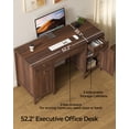 thumbnail image 2 of Joyyskill 52" Executive Desk with Storage Drawer, Farmhouse Home Office Desk with Storage Cabinet Wood Computer Writing Desk, Brown, 2 of 6